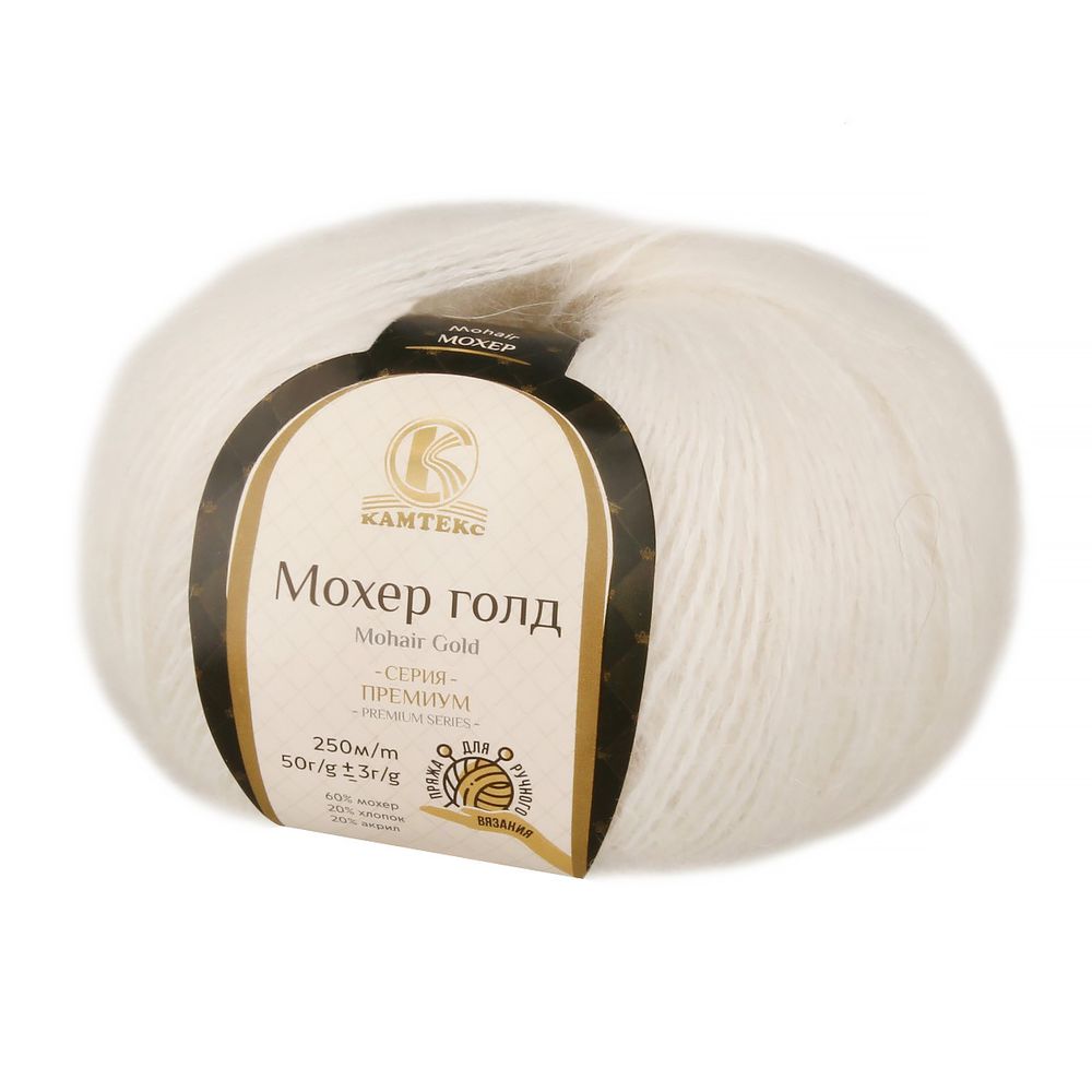 Пряжа Камтекс Мохер Голд / уп.10 мот. по 50 г, 250 м, цв.цв.205 белый