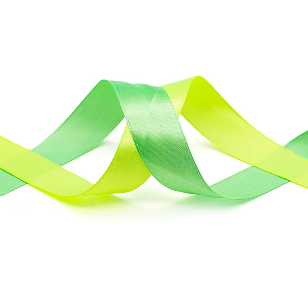 Набор атласных лент 2,5 см, 32.9 м, 2 ролика в упаковке, св. бирюзовый/яр. салатовый