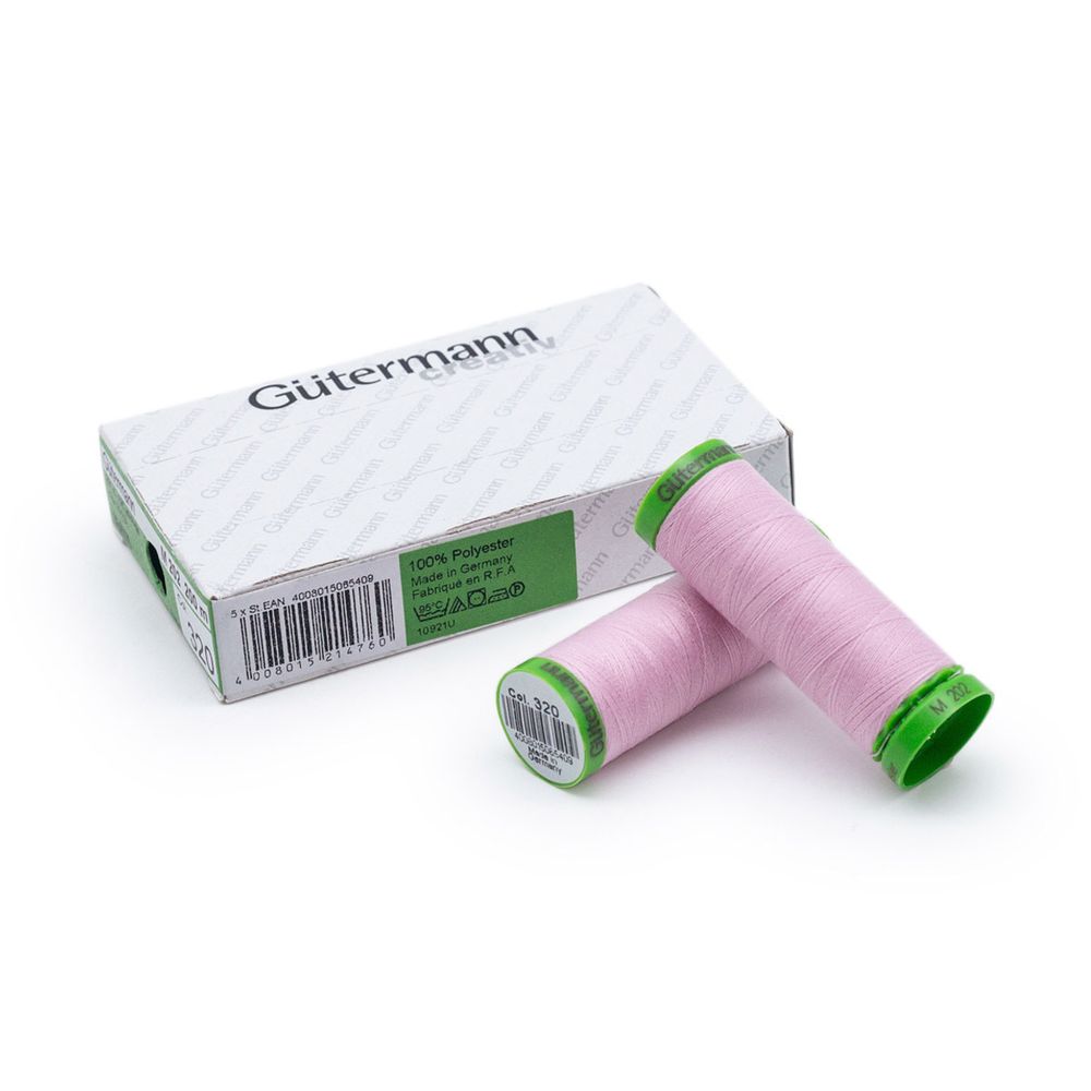 Нитки для тонких тканей Gutermann Extra Fine 150, 200м, 320 зефирно-розовый, 5 катушек