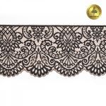 Кружево эластичное (стрейч) 110 мм, 40992PP цв.L30 кофе с молоком+черный, 3 метра, Kruzhevo