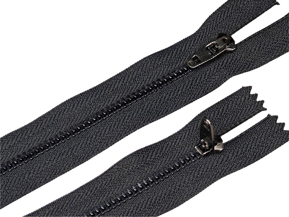 Молния металл (цв.SBS) джинсовая Т3 (3 мм) 1 зам., н/раз., 15 см, S-417 т.серый (звено: т.никель), уп.100 шт