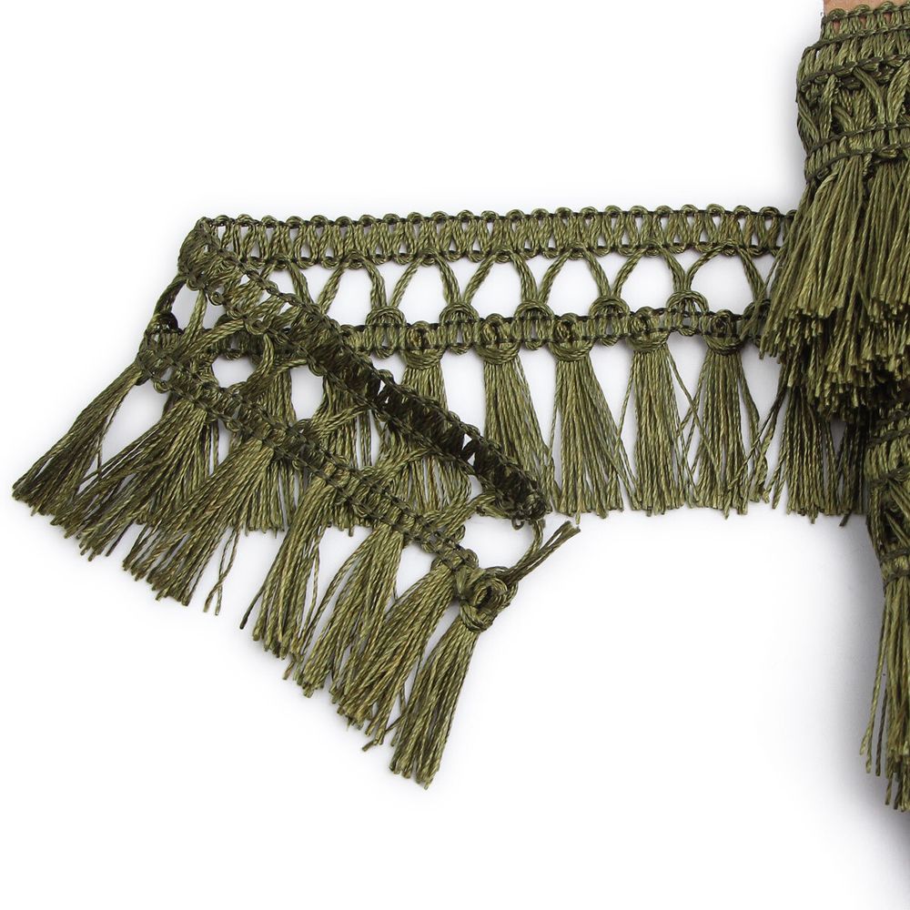 Бахрома отделочная 50.0 мм / 25 метров, кисти, а855 хаки