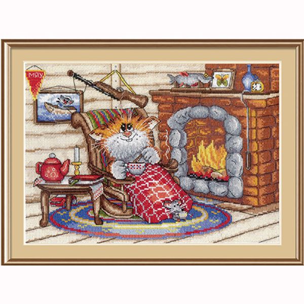 Набор для вышивания нитками МП Студия, Уютный вечер, 17х24 см