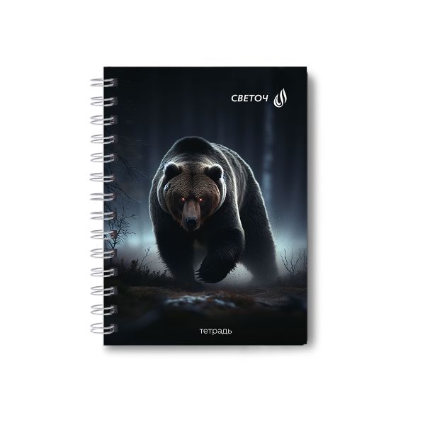 Записная книжка с твердым переплетом, матовая ламинация, на гребне A6 80 л. 4 шт клетка, Сила и смелость 01581, ЗК223 Светоч