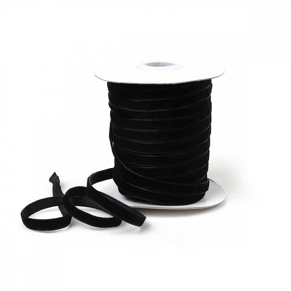 Лента бархатная (тесьма) 06.0 мм / 22.86±1 метров, арт.6VR03 нейлон цв.черный