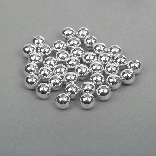 Бусины пластик ⌀12 мм, цв.серебро уп.50 г, Magic4Hobby