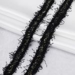 Тесьма отделочная твидовая 25 мм / 41.14 метра, с люрексом, черный/золото, 3Al280