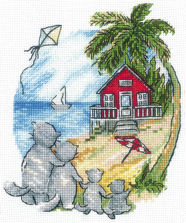 Набор для вышивания нитками Сделай своими руками, Новоселье. Коты, 12х14.5 см