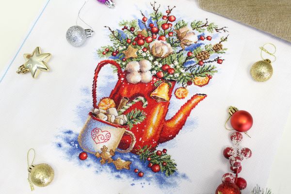 Набор для вышивания нитками МП Студия, Праздничное чаепитие, 28х20 см