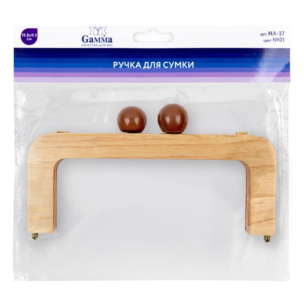 Ручка для сумки 19.8х9.5 см, 1 шт, №01 светлое дерево, Gamma HA-37
