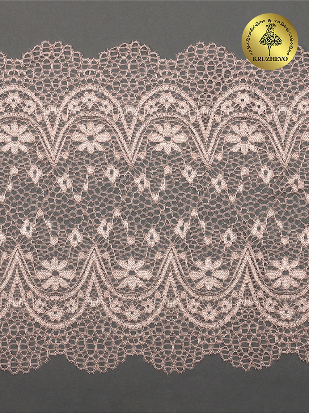 Кружево бельевое эластичное 220 мм / 10 м, цв.168 серебристый пион, Kruzhevo