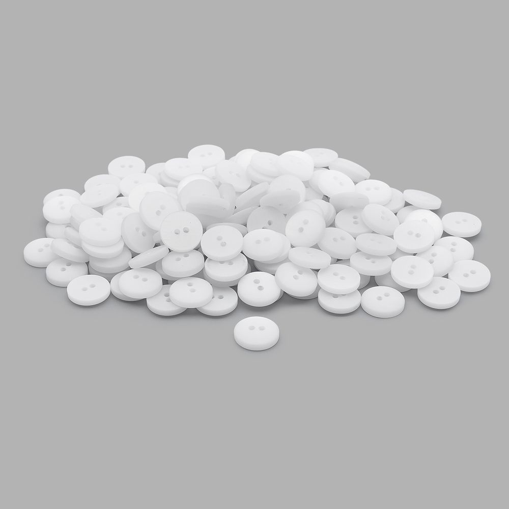 Пуговицы на 2 прокола 18L (11мм), пластик (White (белый)), CR-K18M, 144 шт
