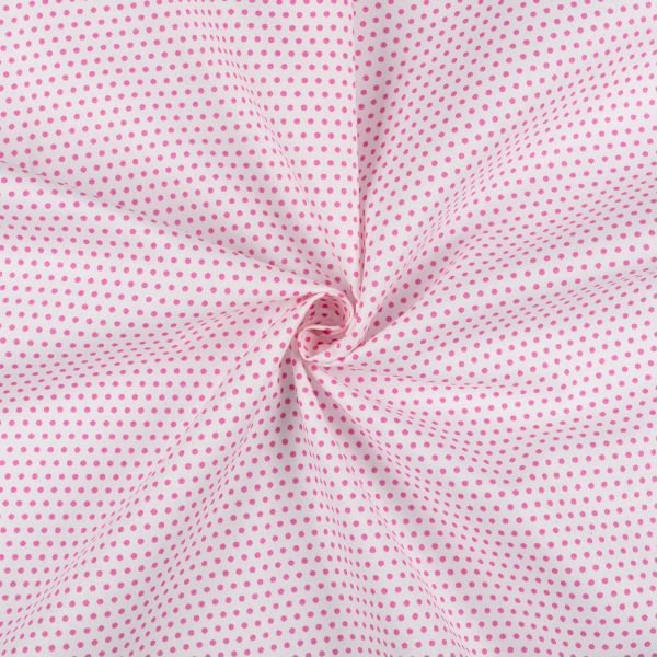 Ткань для пэчворка Peppy Бабушкин сундучок, рулон 112 см / 5 метров, БС-05 кр.горох белый/яр.розовый, Peppy