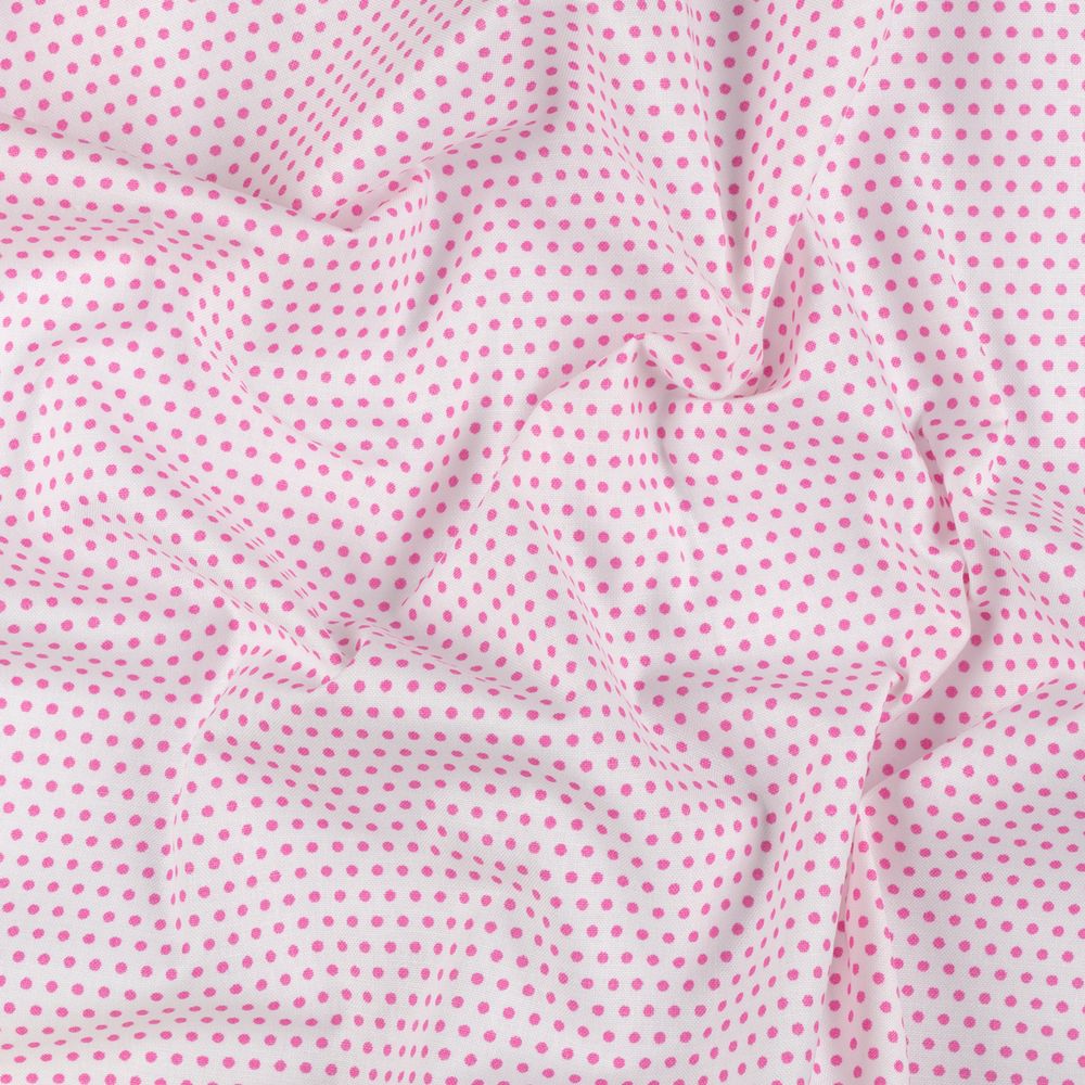 Ткань для пэчворка Peppy Бабушкин сундучок, отрез 50х55 см, 140 г/м², БС-05 кр.горох белый/яр.розовый, Peppy