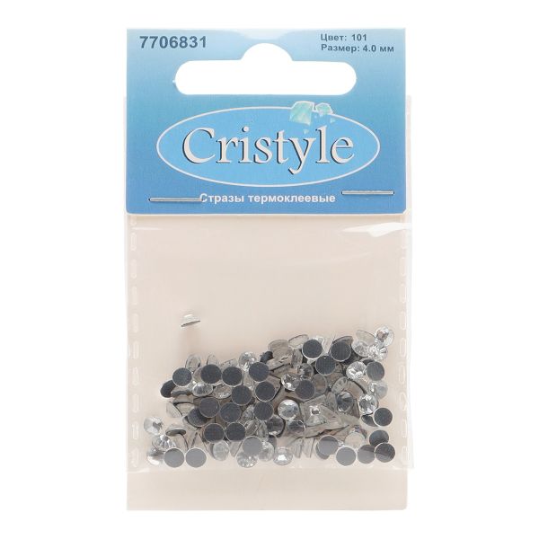 Стразы термоклеевые, 4мм, ss16, 144 шт/уп, Cristyle (101)