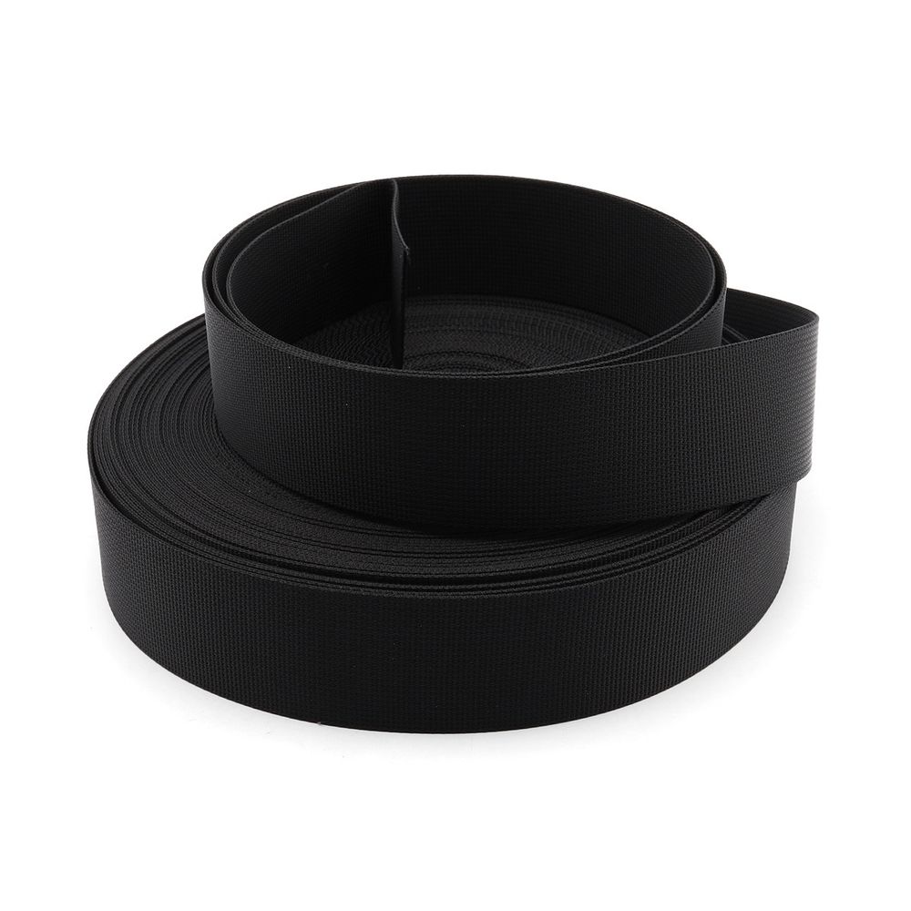 Стропа (ременная лента) 38 мм / 25 метров, толщ. 1.0 мм, [28 г/пог.м], 100% нейлон, черный