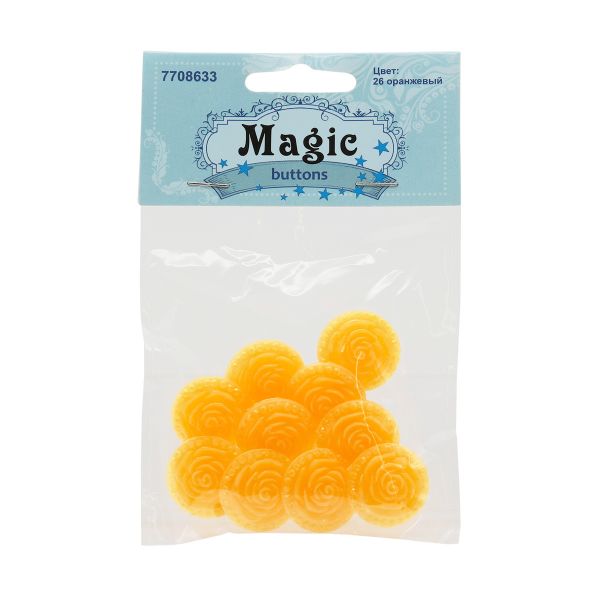 Пуговицы на ножке Розочки, 10 шт (26 оранжевый)