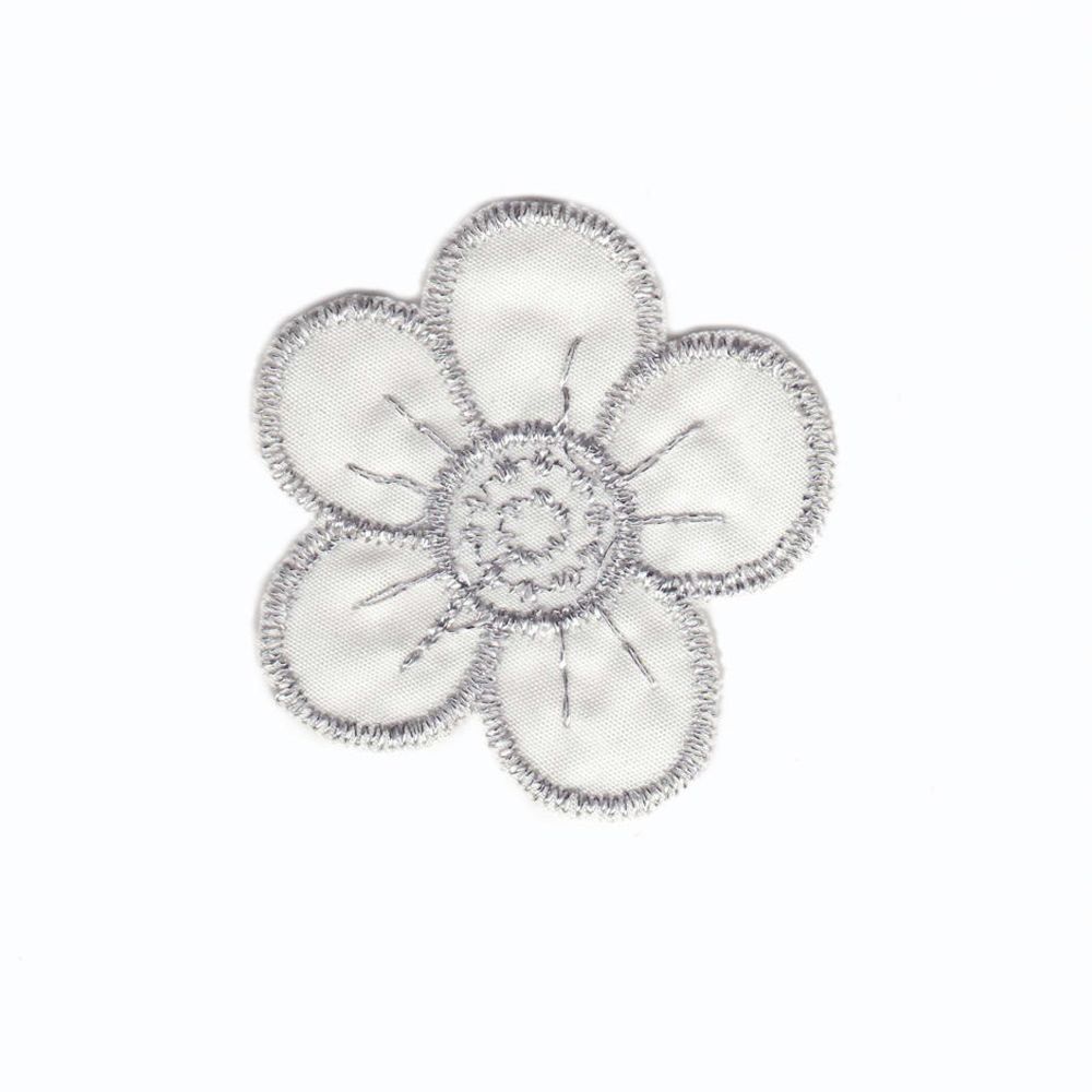 Термоаппликация Цветок, 45х45мм 10 шт (серебро), 29340