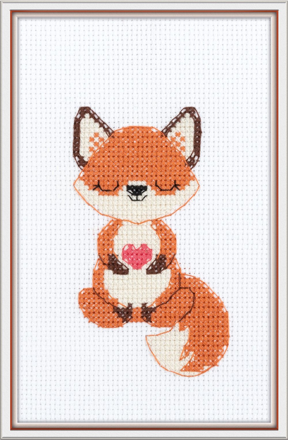 Набор для вышивания нитками Klart 12-069, Влюблённый лисёнок, 9х13 см