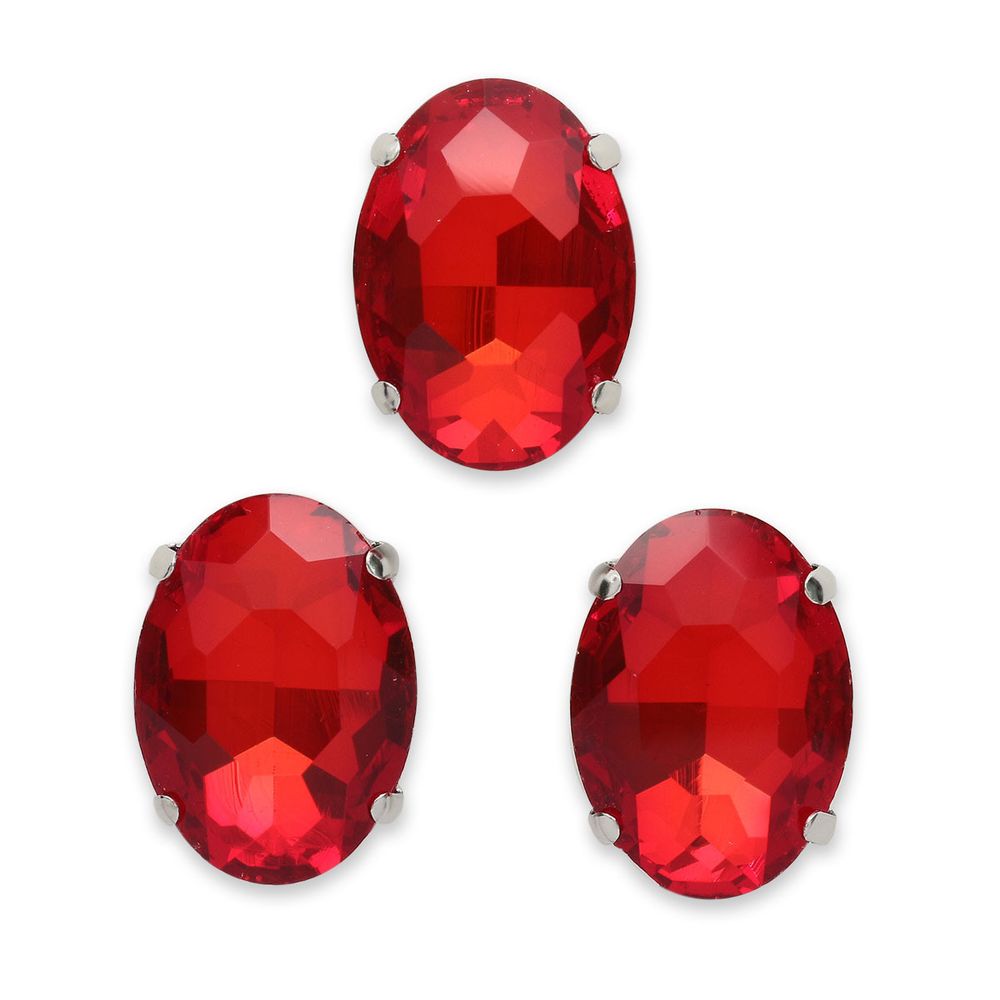 Хрустальные стразы в цапах овальной формы, красный 13х18 мм, 3 шт., ОЦ005НН1318