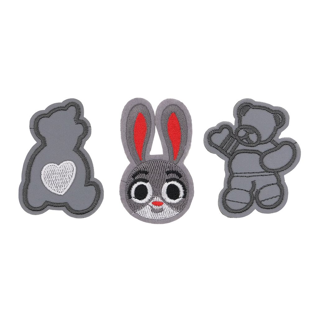 Термоаппликация детские Зверята, 3 шт, цвет серый