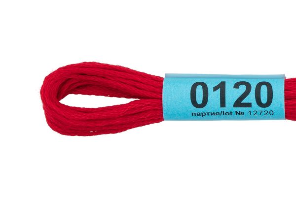 Мулине Gamma 100% хлопок, цв.0120 т-красный, 24 мотка по 8 метров