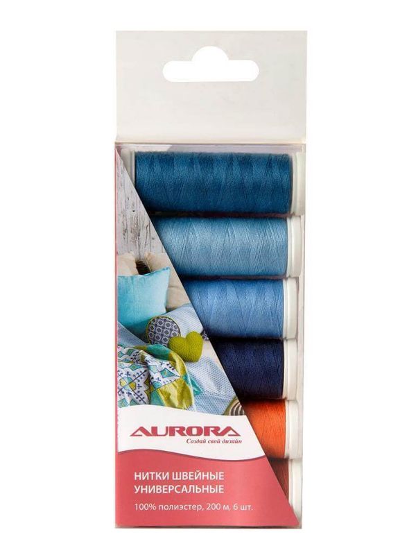Швейные нитки (набор) Aurora Talia №120 Джинс голубой, 1 шт, AU-2604