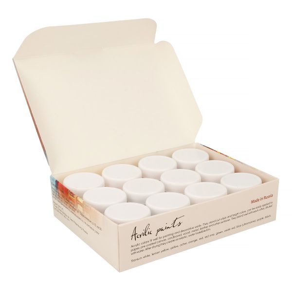 Краска акриловая художественно-оформительская 12 цв. 240 мл, Аква-колор