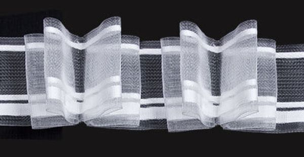Лента (тесьма) шторная: сборка бантовая (1:2.5) 55 мм / 50 метров, прозрачный, Blitz T551B