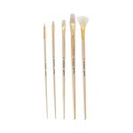 Кисть щетина (набор), 5 шт, длинная ручка, плоские 6, 10, 14, 18, веерная 14, Mr.Painter BBR 01-05