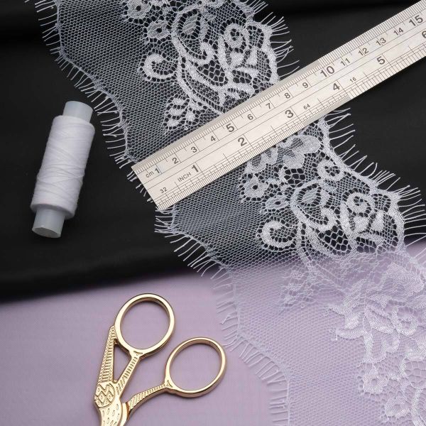 Кружево шантильи (реснички) на сетке 100 мм, белый, 3 метра, S090490