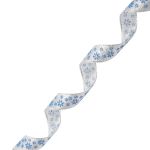 Лента декоративная Цветочки, DM-014, 15.0 мм / 32,9м серебро/синий