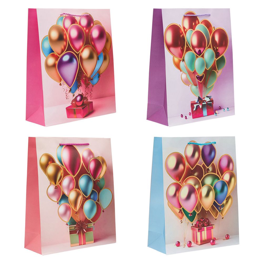 Набор подарочных пакетов, "Шарики", 26х32х10 см, 4 шт