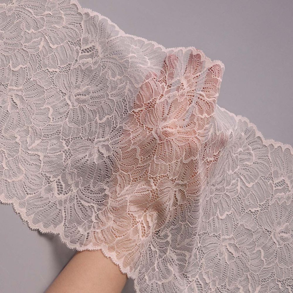 Кружево бельевое эластичное 240 мм / 13.72 м, цв. C571 молочный