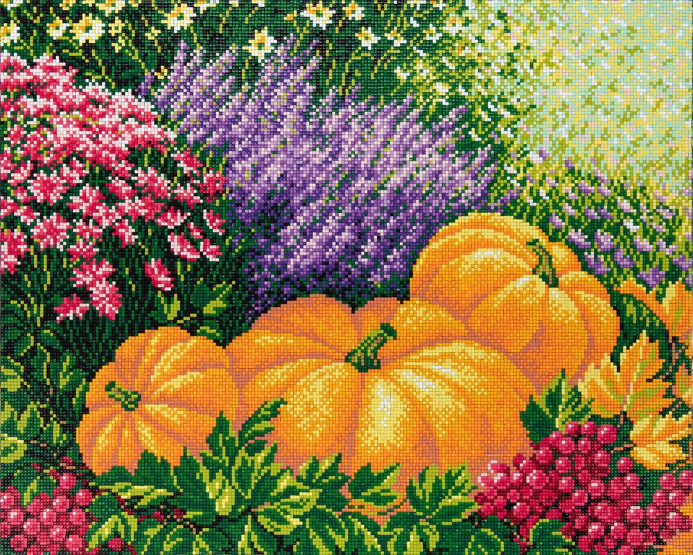 Алмазная (кристальная) мозаика Фрея ALPD-144, на подрамнике Тыквы в цветах, 50х40 см