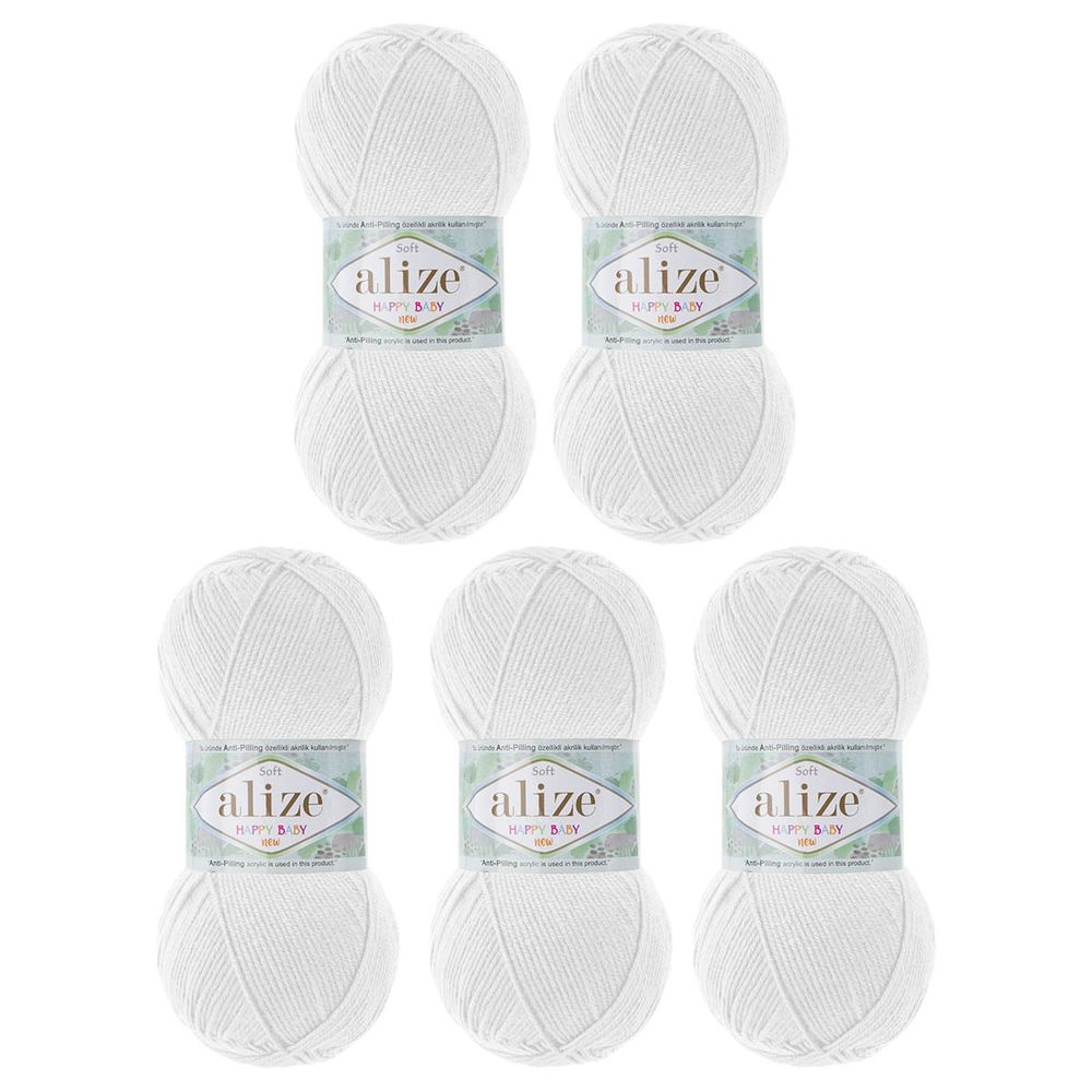 Пряжа Alize (Ализе) Happy Baby New / уп.5 мот. по 100 г, 320м, 55 белый