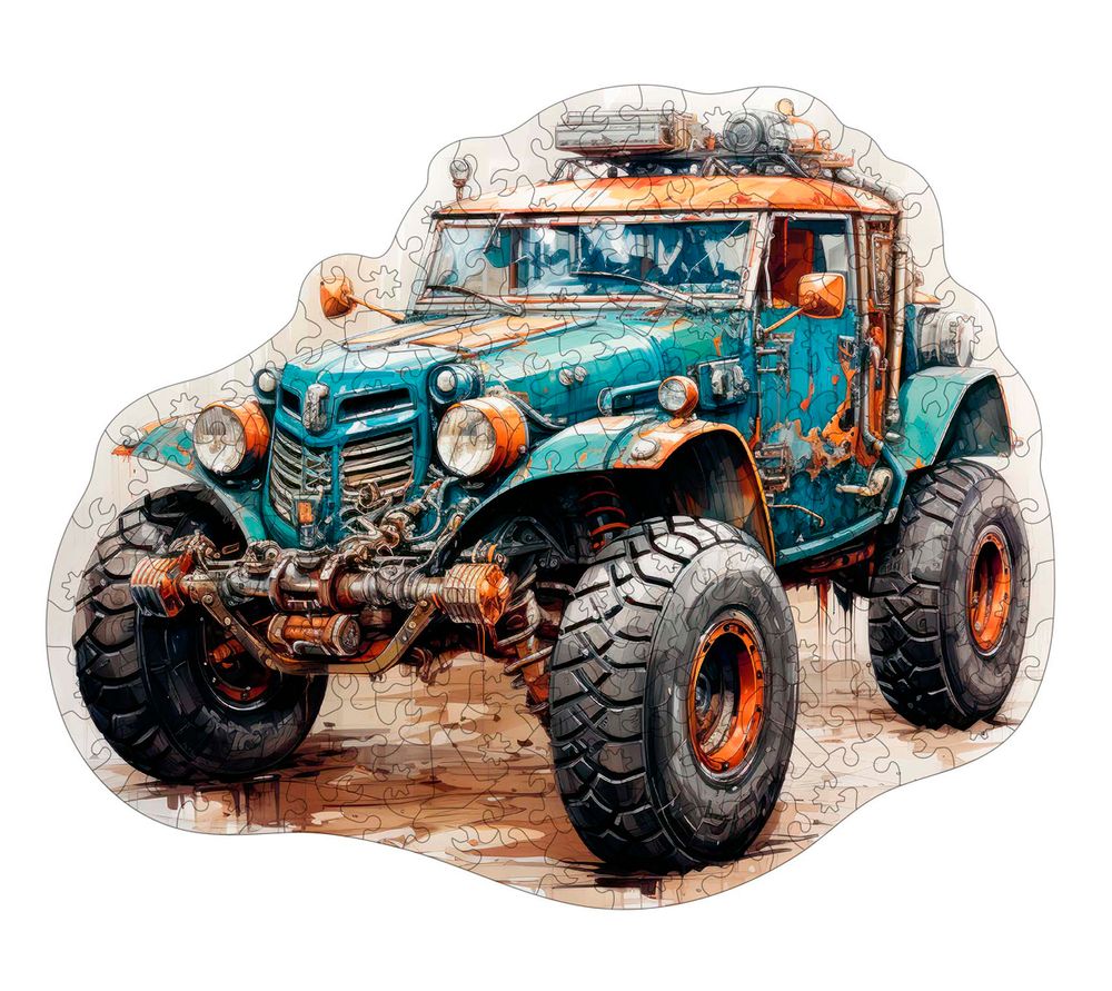 Пазл фигурный деревянный Стимпанк-мобиль 159 элементов, Фрея PZLF-001