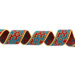 Лента (тесьма) жаккардовая 18.0 мм / 25 метров, Орнамент для северных народов, рис 9692 желтый/бирюзовый/красный (№8), Gamma С3771