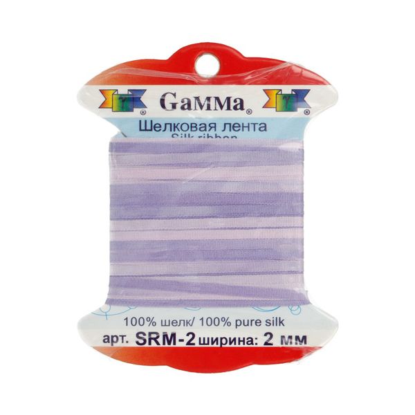 Лента (тесьма) шелковая 2.0 мм / 9.1±0.5 метров, M010 св.фиолетовый/фиолетовый, Gamma SRM-2