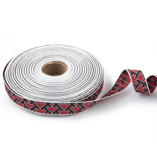 Лента (тесьма) жаккардовая 18.0 мм / 25±1 метров, белый-красный-черный, Gamma С3771Г17 рис.9699