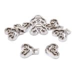 Крючки пришивные декоративные 24х15 мм, серебро (никель), 6 шт