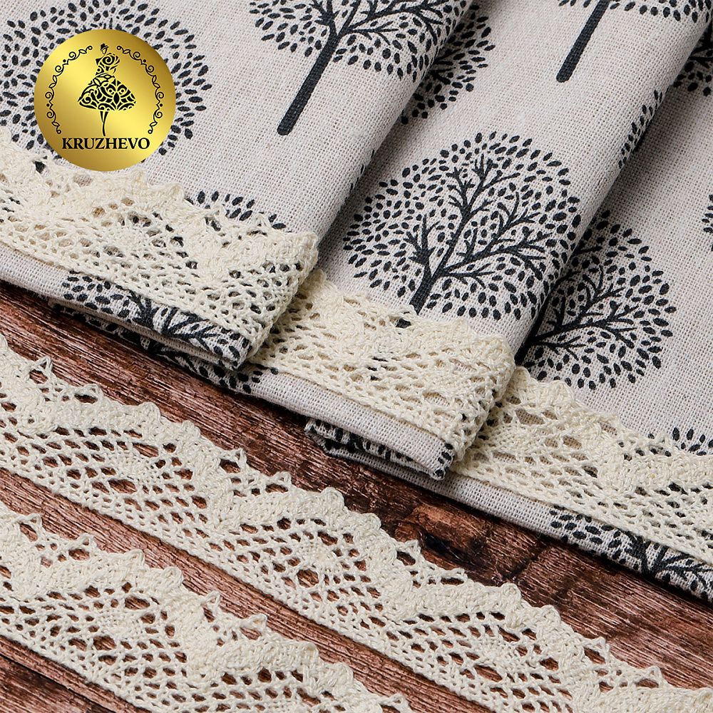 Кружево вязаное (тесьма) 30 мм / 10 метров, диз. 298, цв.35 кремовый, Kruzhevo