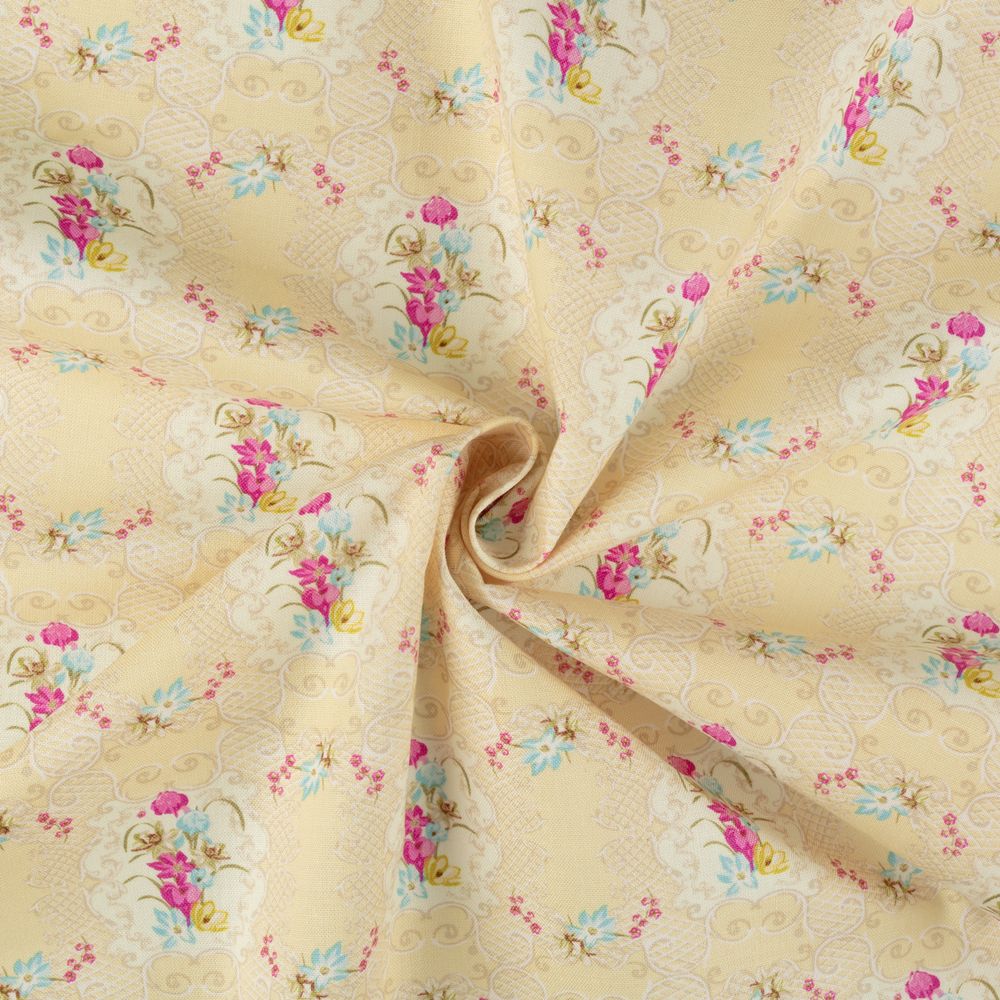 Ткань для пэчворка Peppy Весенний этюд, отрез 50х55 см, 146 г/м², ВЭ-07 желтый, Peppy