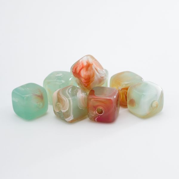 Бусины акрил 6.5х6.6 мм, 500 г, прозрач. в цвете, куб, AD025 нефрит, (7748713)4658 , Astra&Craft