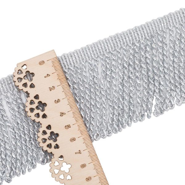 Бахрома отделочная 70.0 мм / 25 метров, крученая, цв.серебро, Hobby&Pro