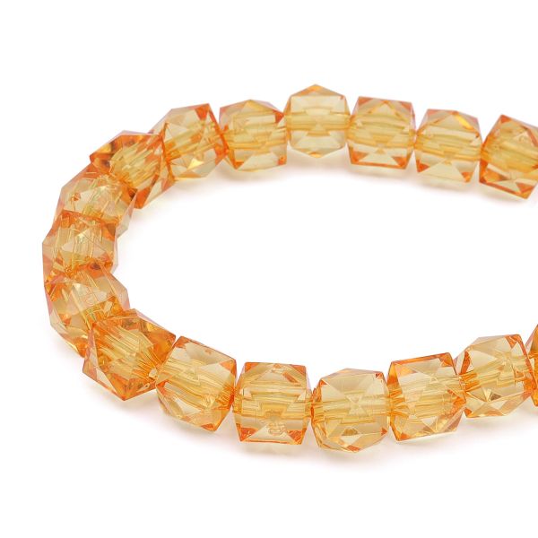 Бусины акрил ⌀10 мм, прозрач. в цвете, граненый куб, 50 г, Astra&Craft (MG.3245-21 жёлтый)