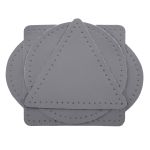 Набор заплаток пришивных из кожи, круг, квадрат, треугольник, овал 8см, с перфорацией, 4 шт (07 серый), 9743