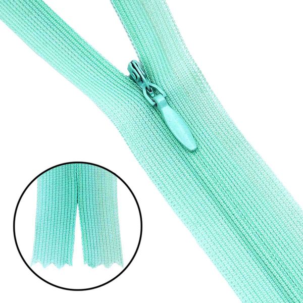 Молния потайная (скрытая) Т3 (3 мм) 1 зам., н/раз., 50 см, нейлон, F199 мятный, 10 шт