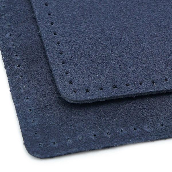 Заплатки пришивные из замши, прямоугольник 8х12,7см с перфорацией, 2 шт, 100% кожа, 22 темно-синий, 59123