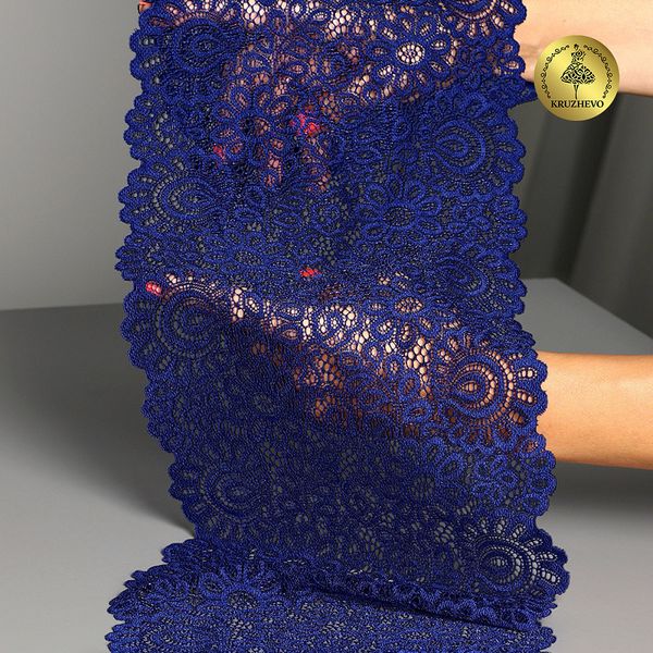 Кружево бельевое эластичное 205 мм / 3 м, TBY.YSTL00839, цв.L1832 синий, Kruzhevo